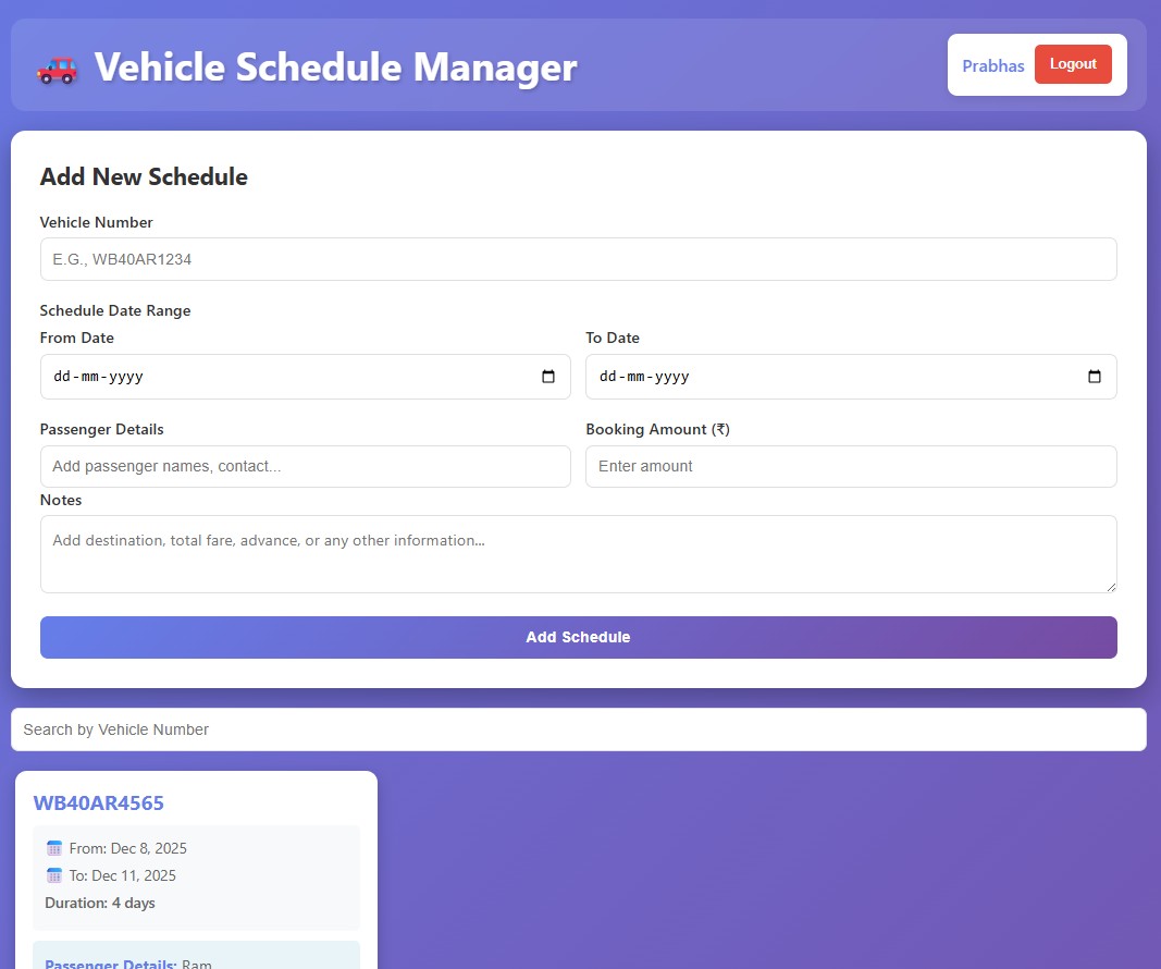 Vehicle Schedule Manager